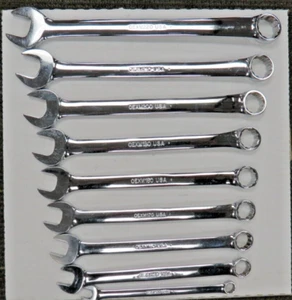 SNAP-ON 12-POINT METRIC FLANK DRIVE COMBINATION WRENCHES 9PCS 10MM, 15-22MM USA - Picture 1 of 8