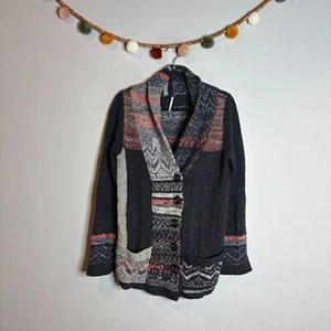 Free People Patchwork Nordic Strickjacke Pullover - Bild 1 von 6