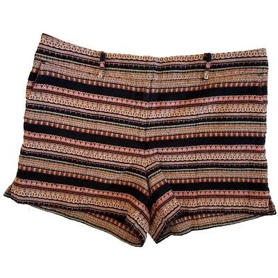 LOFT GEOMÉTRICO BOHO SHORTS MUJER 16 NEGRO ROSA RIVIERA TEJIDO TRIBAL 40"x4" Foto 1 de 4