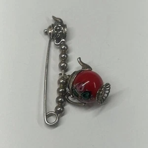 BCS Brown County Silver Safety Pin Brooch Tea Pot STERLING SILVER MURANO? - Picture 1 of 3
