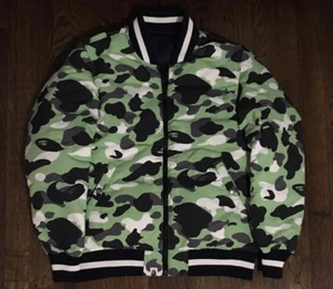 A Bathing Ape MA-1 Reversible Camo Jacket Puffer Coat Small Green Blue - Picture 1 of 7