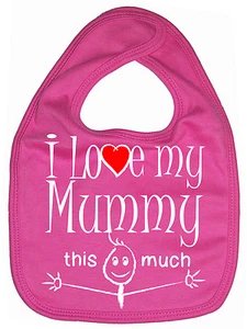 Babero bebé momia "I Love My Mummy this much" cumpleaños Navidad mamá día de la madre - Imagen 1 de 12
