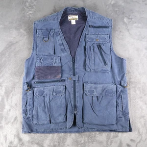 Pro Cam-Fis Travel & Adventure Utility Vest Faded Blue Men's L 100% Cotton - Picture 1 of 13