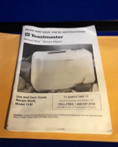 Toastmaster Bread Maker Machine  Instruction Manual & Recipes Model 1142 - Zdjęcie 1 z 1