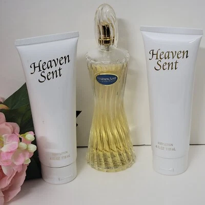 1 - DANA Heaven Sent EDP 3,4 oz (bajo relleno) + 2 - LOCIÓN CORPORAL 4 oz cada una (VINTAGE) Foto 1 de 4
