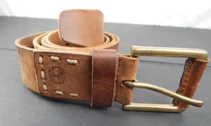 Timberland Brown Leather Belt Mens Size 36 Brass Buckle - Picture 1 of 3