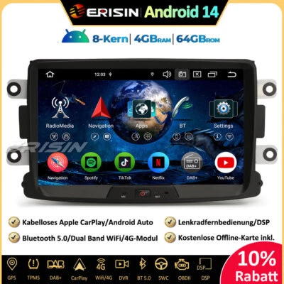 CarPlay Android 14 DAB+Autoradio GPS 4G Renault Dacia Duster Dokker Lodgy Captur - Bild 1 von 4