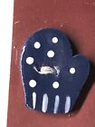 Mill Hill Mitten Handschuh blau ca 2 x 2 cm Zierknopf -selten - Handgemalt