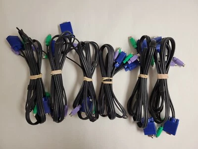 Lote de 6 KVM, VGA M/Fe, Teclado Mouse Video Monitor Interruptor Cable de Extensión 6 pies Foto 1 de 4