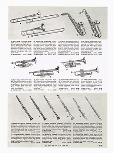 1955 AD TROMBONES, SAXOFONES, CORNETAS, TROMPETA, CLARINETE, PEQUEÑO, FLAUTA - Imagen 1 de 2