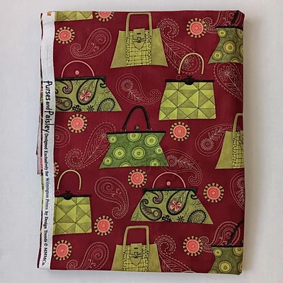 Wilmington Prints Purses and Paisley Burgundy/Green Cotton Fabric 2.5yd x 44" - Image 1 of 4