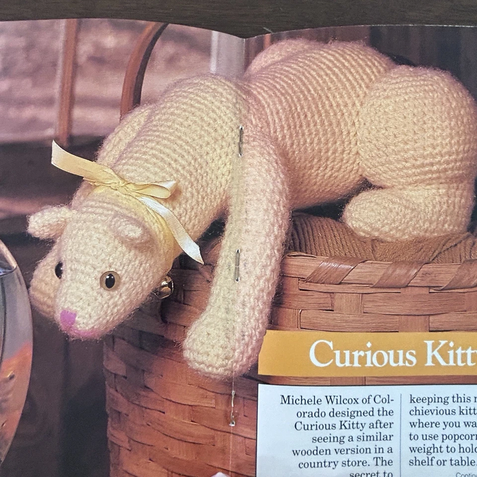 Vintage HOOKED ON CROCHET Pattern Booklet #3 June 1987 Baby Doll Kitty Towel Set - Image 1 of 4