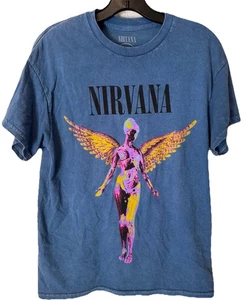 Camiseta Nirvana Band Para Hombres Azul Medio Vivo '93 In Utero Tour Camiseta Concierto Retro - Imagen 1 de 8