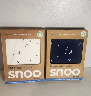 Happiest Baby SNOO Bassinet Fitted Sheet 100% Organic Cotton Bedding Lot of 2  - Image 1 of 4