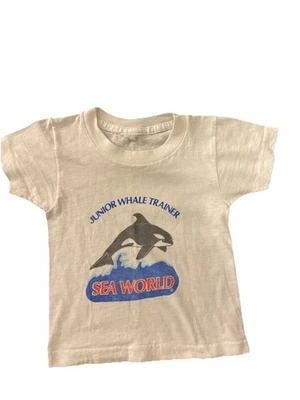 Vtg Kid’s T-Shirt Size 4 - 80’s Junior Whale Trainer Sea World Single Stitch - Image 1 of 3