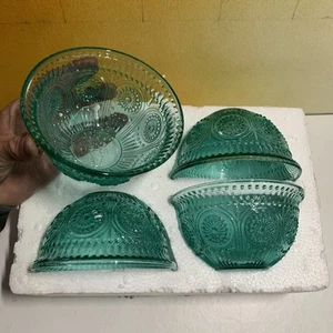 The Pioneer Woman ADELINE Turquoise Glass Fruit Dessert Prep Bowls Set of 4 - Picture 1 of 5