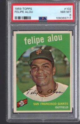 1959 Topps #102 FELIPE ALOU (RC) PSA 8 NM/MT San Francisco GIANTS - Image 1 of 2