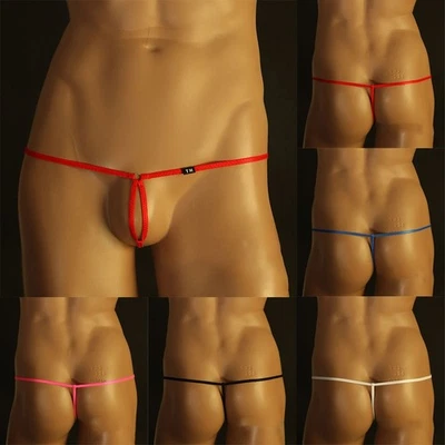 Sexy Herren Low Rise Bikini Tangas G String Unterwäsche T Back Slip 2XL Schwarz - Bild 1 von 4