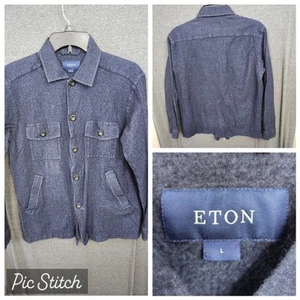 ETON - Navy - Herren Flanell Overshirt - Baumwolle & Wolle Kaschmir Large - Bild 1 von 7