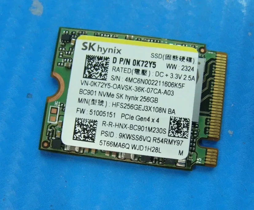Solid State Drive Dell K72Y5 (Hynix HFS256GEJ3X108N) 256gb Bc901 M.2 - 2230 - - Image 1 of 1