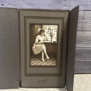 Antique Photograph of a Lovely Young Lady with Long Hair in a White Dress Girl - Picture 1 of 6