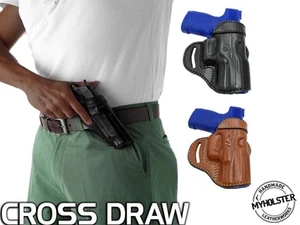 Funda de cuero OWB Open Top Cross-draw compatible con Smith & Wesson 6906 - Imagen 1 de 4