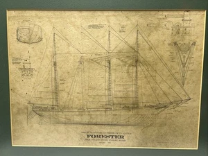 Framed Yacht, Schooner, Ship Drawing Blueprints FORESTER - Picture 1 of 2