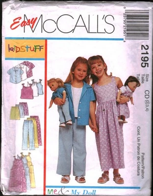 2195 Vintage McCalls SEWING Pattern Girls 1990s Dress Top Pants Shirt Shorts OOP - Image 1 of 2