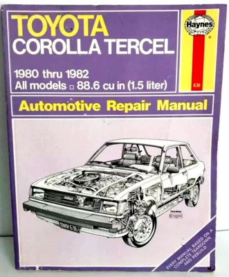 Toyota Corolla Tercel Repair Manual 1980-1982 Haynes Publications 92040 - Image 1 of 2