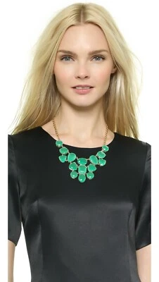 Kate Spade Vegas Jewels FACETED cluster emerald green BERYL bib necklace RARE - Image 1 of 4