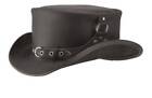 Leather Top Hat El Dorado Steampunk Black Leather Top Hat - Bikers Hat
