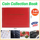 240 Coins Holder Collection Storage Collecting Penny Pocket Album Book Red Aus