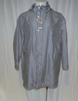 DSQUARED2 White & Blue Silk Blend Polka Dot Full Zip Coat IT 46 NWT $2500 - Image 1 of 4