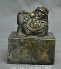 6" Old China Bronze Gilt Feng Shui Old Man Drink Tee Lucky Statue Skulptur