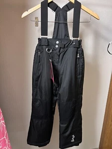 NWT Weatherproof 32 Degree Girl’s Zip Up Suspenders Black Snow Pant Sz Sm (7/8) - Picture 1 of 8