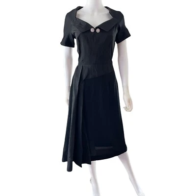 Vintage 40s Little Black Dress, Sz M, Metal Talon Side Zipper - Image 1 of 4