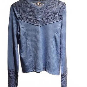 Suéter Largo Free People Colette en Azul Celéndula Talla Mediana Nuevo con Etiquetas $78 - Imagen 1 de 8