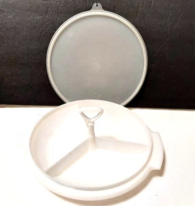 Plato vintage dividido condimento delicioso blanco Suzette 608-2 mango de tapa - Imagen 1 de 7