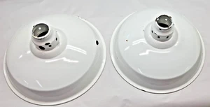 Antique Porcelain Enamel Industrial Ceiling Light Shades (2) White 14" x 7-1/4" - Picture 1 of 9