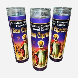 3x San Cipriano Veladora Para Proteccion Contra Enemigos. Saint Cyprian Candle - Picture 1 of 1