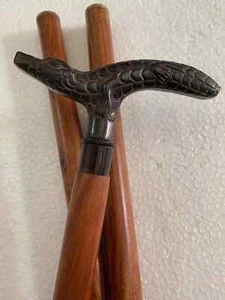 Vintage Antique Aligator Brass Handle Vintage Style Wooden Walking Stick Cane - Picture 1 of 6