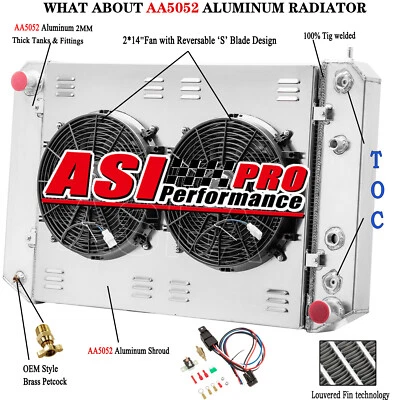 4 Row Aluminum Radiator+Shroud Fan  for 1991-2002,1992 Chevy GMC C6500 C7500 - Image 1 of 4