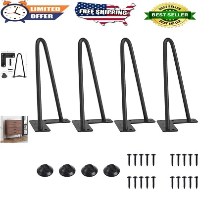 Mid-Century Modern 8 Inch Hairpin Legs - Heavy-Duty with Rubber Floor Protectors - Image 1 of 4