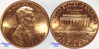 1974 Lincoln Memorial Cent - Misaligned Dies & Collar Clash - Rare Error Coin - Image 1 of 4