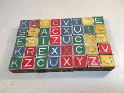 LOTE de 40 piezas de juguetes de colección de bloques de imágenes de alfabeto de madera para niños Foto 1 de 4