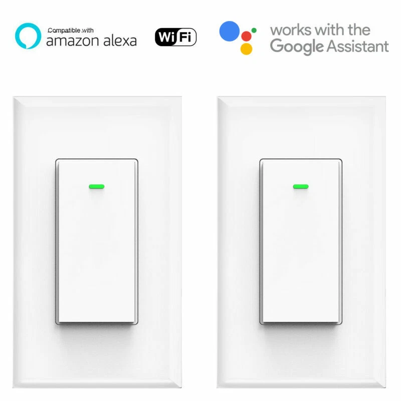 Paquete de 2 interruptores de luz inteligentes WIFI control remoto Alexa Google Home control por voz vida inteligente - Imagen 1 de 1