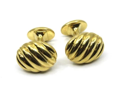 18k Solid Yellow Gold David Yurman Oval Cable Cuff Links Cufflinks - Image 1 of 4