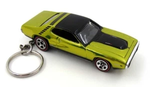 1971 Plymouth GTX Lime Green & Black Key Chain Ring Fob Keychain - Picture 1 of 1
