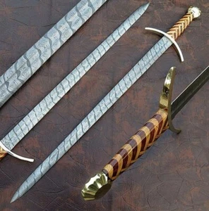 Espada vikinga de acero forjada a mano de Damasco personalizada, medieval, lista para la batalla - Imagen 1 de 5