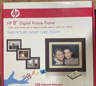 HP 8” Digital Picture Wood Frame with Remote SD Card DF820B4 New In Box - Image 1 of 2